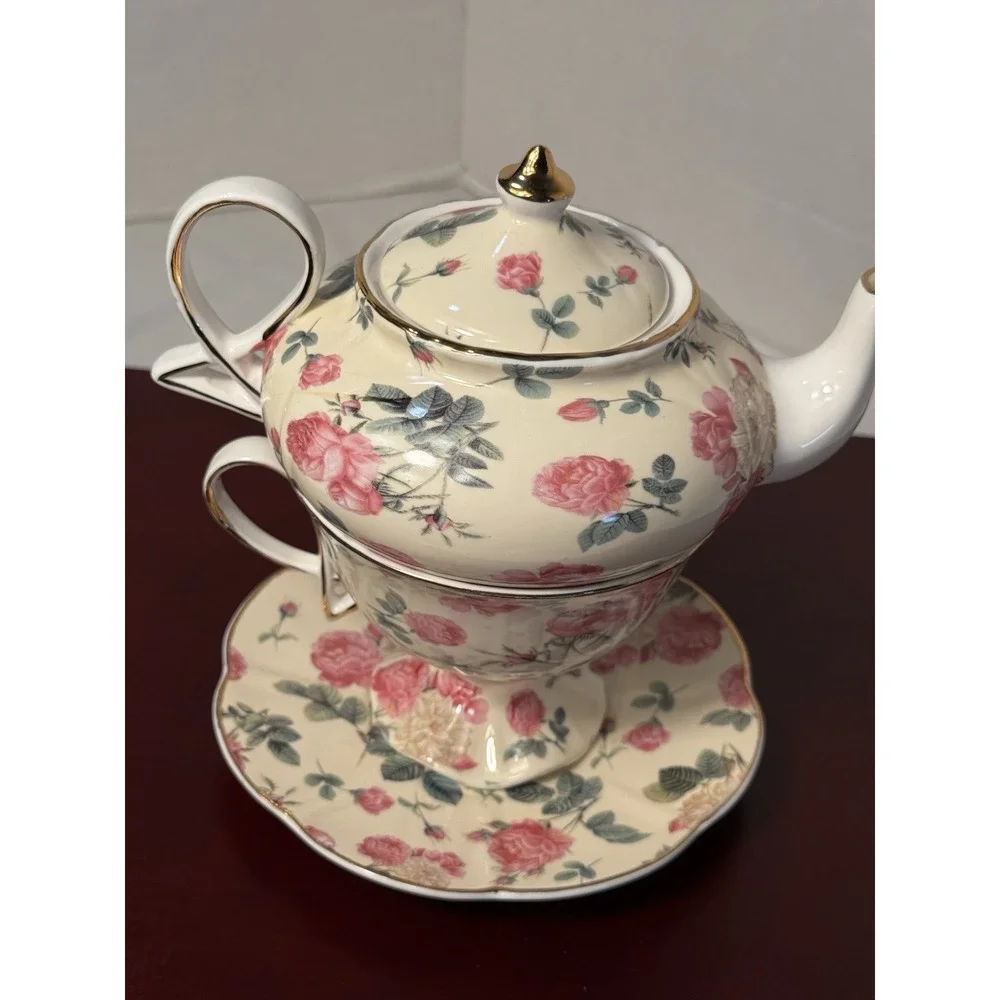 grace teaware tea for one Peony And Rose Floral Teapot Cup Saucer